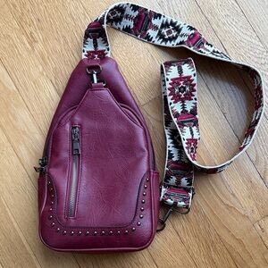 NWOT Sam & Hadley Vegan Leather Guitar Strap Studded Sling Bag